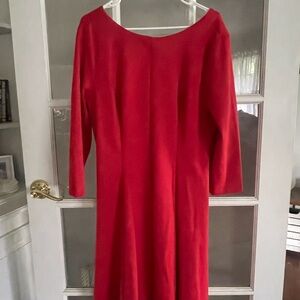 New York & Company Red Sheath Dress Bateau Neck 3/4 Sleeve